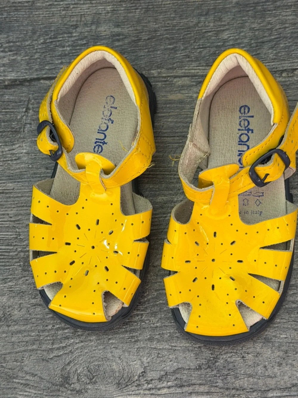 Elefanten Toddler Sandals Yellow Leather Buckle Strap EU 25 US 8 Ergonomic Shoes